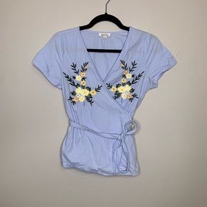 Dizzy Lissy Blue Wrap Short Sleeve Size Small